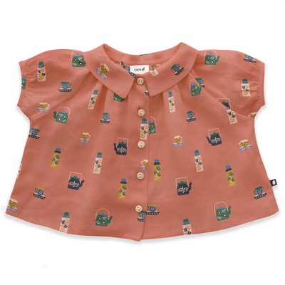 OEUF 21SS short sleeve blouse / 쇼트 슬리브 블라우스 (punch pink)